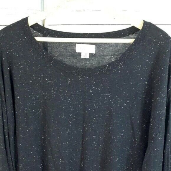Avenue Womens Sparkle Sweater Black Silver Plus Size 18 20 Long Sleeve Pullover - Picture 2 of 7